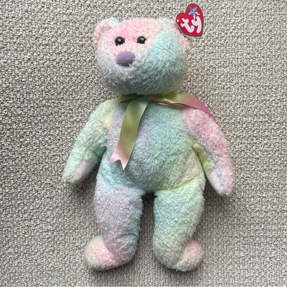 Ty Beanie Buddy Groovy the Tie Dye Bear Large 15" 1999 Retired Plush Toy  NWT